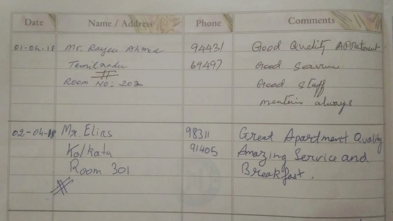 Handwritten guest testimonial from the Orangery guest book, page 2